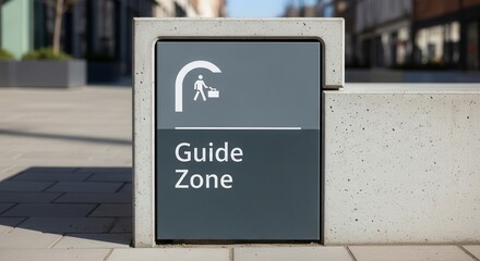 A Modern City Guide Sign Featuring Clear Guidance Zone Information for Travelers