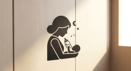 A Mother's Embrace and Nourishment Concept Depicted in Elegant Minimalist Design
