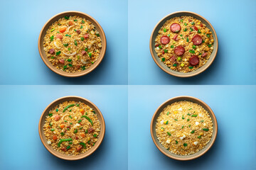 four Farofa  on Blue Background