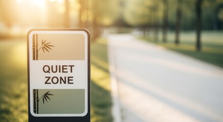 A Peaceful Quiet Zone Sign With Sunlight And Greenery And A Pathway For Relaxation