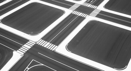 Abstract Aerial View Of Cityscape With Roads And Pedestrian Crossings Urban Design