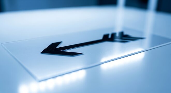 Abstract Arrow Design Indicating Directional Guidance On Minimalist Transparent Surface