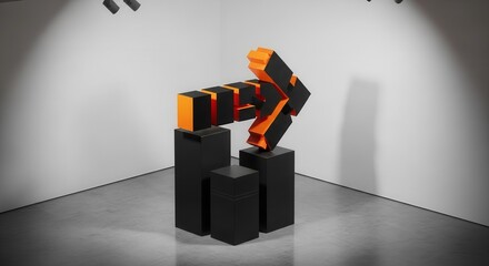 Abstract Art Piece with Geometric Shapes in Bold Colors in a Modern Gallery