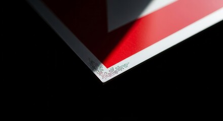 Abstract Art With Red And White, Shadow And Decorative Corner Detail, Modern Backdrop