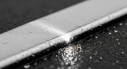 Abstract Close-Up Of Metallic Surface With Water Droplets for Modern Design  Concept