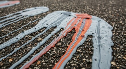 Abstract Colorful Paint Dripping On Textured Ground Surface, Aesthetic Perspective