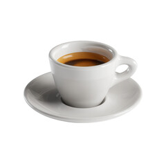 Obraz premium A neatly arranged white espresso cup and saucer containing a shot of dark coffee