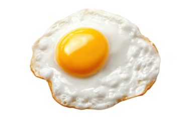 A perfectly cooked sunny side up fried egg with a bright yellow yolk on a dark background