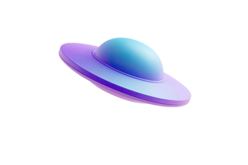 Gradient UFO icon with blue dome, purple disc on black