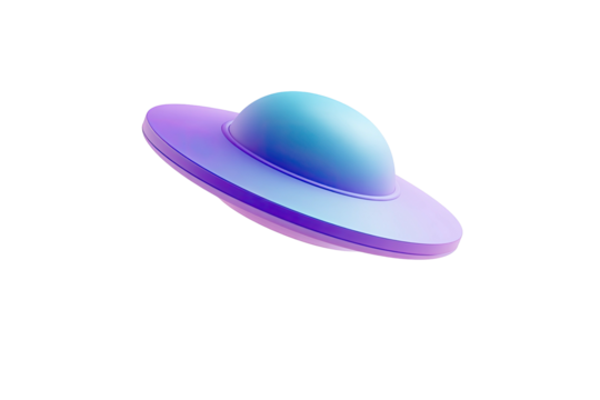 Gradient UFO icon with blue dome, purple disc on black
