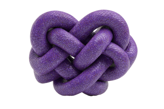Purple knotted cords forming a heart shape