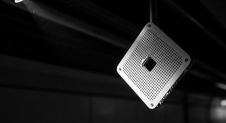 Abstract Geometric Structure Illuminated in a Dramatic Black and White Composition