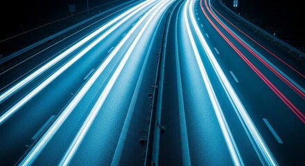 Abstract Highway Trails Creating Dynamic Light Streaks at Night with Long Exposure
