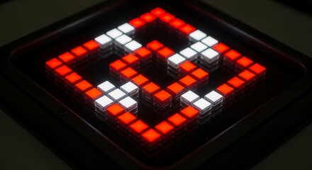 Abstract Illuminated Pixel Art Displaying A Complex Geometric Design