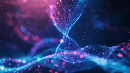 Vibrant abstract digital energy swirl with glowing particles and nebula-like motion