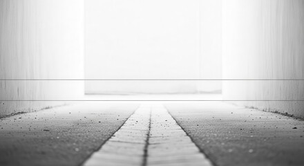 Fototapeta premium Abstract Monochrome Perspective of Roadway Leading To The Horizon With Lines And Walls