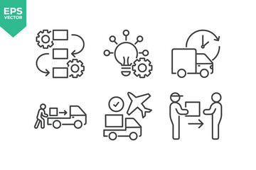 Set Of Workflow Icons. Outline Symbols Elements Collection.