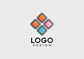 Fototapeta premium An eye-catching logo design featuring colorful quadrants and overlapping shapes, ideal for design agencies or creative projects emphasizing color and creativity.