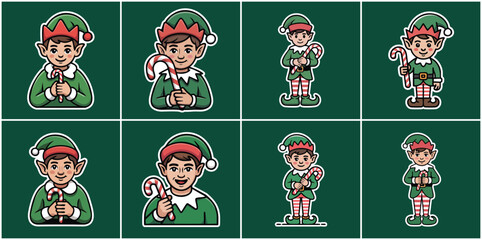 Christmas elves collection with transparent background