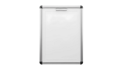Empty white clipboard with a silver metallic frame and clip, ideal for office or school, isolated on transparent background