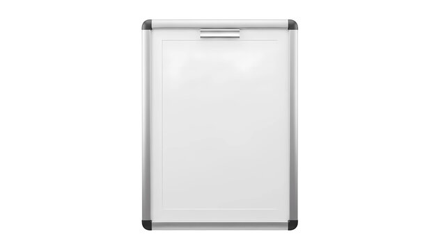 Empty white clipboard with a silver metallic frame and clip, ideal for office or school, isolated on transparent background 