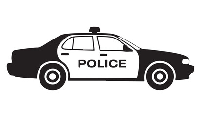  Black and white silhouette of a police car with the word police on the side ©  graphicdeck