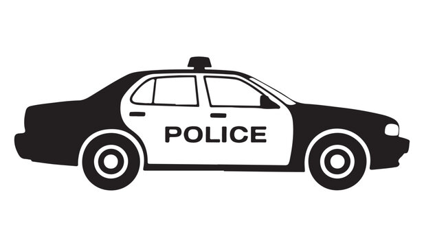 black and white police car side view clip art preview