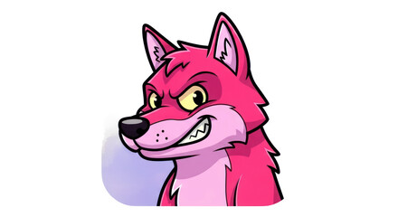 Fototapeta premium Pink fox snarling cartoon style