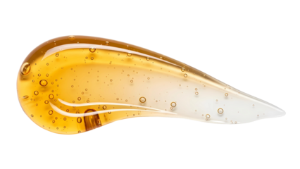 A smear of golden yellow cosmetic gel or honey isolated on transparent background 