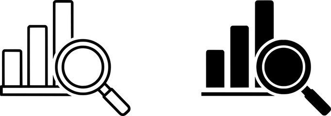 Document Search with bar candle Magnifying Glass Minimal Icon Vector