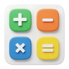 Obraz premium Colorful calculator app icon with basic math symbols