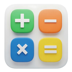 Fototapeta premium Colorful calculator app icon with basic math symbols