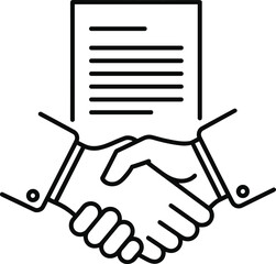 Business agreement partnership handshake contract successful deal collaboration merger acquisition document corporate partnership icon symbol outline