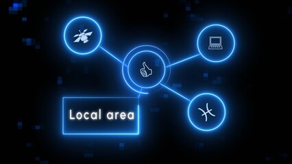 Digital technology network connection icon illustration. Global communication network concept.