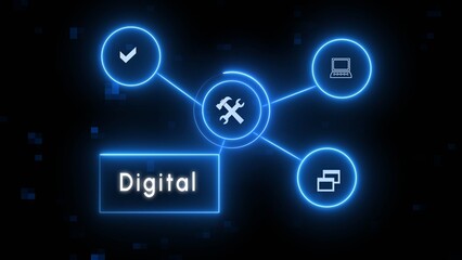 Digital technology network connection icon illustration. Global communication network concept.