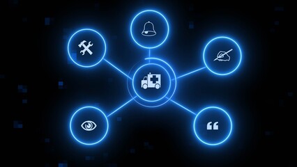 Digital technology network connection icon illustration. Global communication network concept.