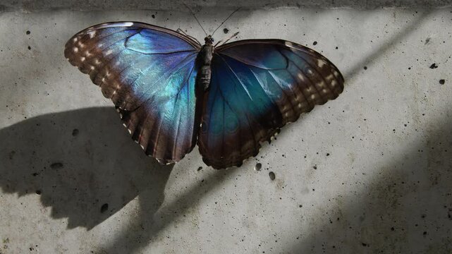 A close of a colorful butterfly on a wall near Lehi, UT
