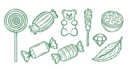Obraz premium Candy assortment outline style with transparent background