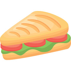 Grilled Cheese Sandwich with Tomato and Lettuce on a Transparent Background