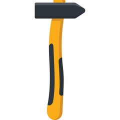 Hammer With Yellow Handle And Black Head Isolated On White Background Studio Shot