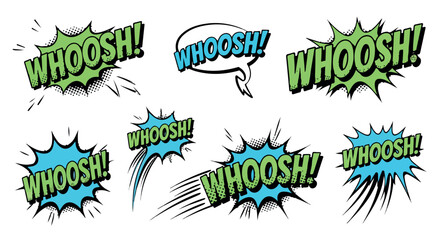 Whoosh sound effect bursts with transparent background