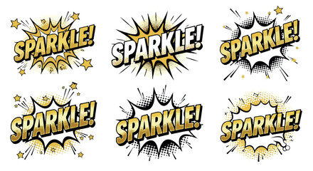 Sparkle word bubbles with starbursts and dynamic shapes
