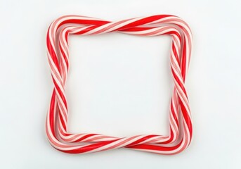 Fototapeta premium Square frame made of candy canes isolated on white background