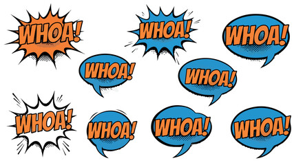 Whoa speech bubbles with transparent background