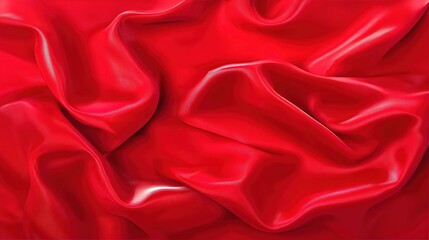 Obraz premium Abstract CGI Particle Energy Symbol with Layered Fluid Motion on Bright Red Background with Auspicious Cloud Patterns