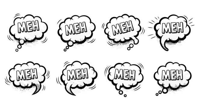 Meh speech bubble set with transparent background