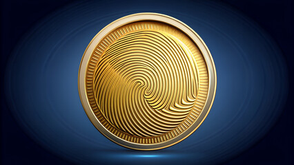 gold coin on black background circle pattern metal spiral illustration design