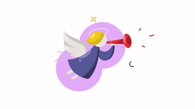 Angel with Trumpet Flat Illustration for Christmas and Religious Themes.