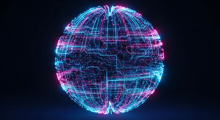 Abstract glowing lines forming seamless sphere global data flow