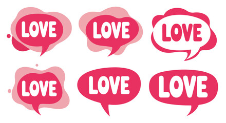 Love speech bubbles with transparent background